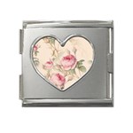 Roses Plants Vintage Retro Flowers Pattern Mega Link Heart Italian Charm (18mm) Front