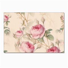 Roses Plants Vintage Retro Flowers Pattern Postcard 4 x 6  (pkg Of 10) by Wegoenart