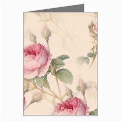 Roses Plants Vintage Retro Flowers Pattern Greeting Card