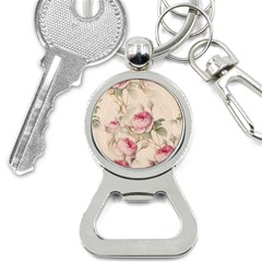 Roses Plants Vintage Retro Flowers Pattern Bottle Opener Key Chain by Wegoenart