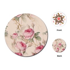 Roses Plants Vintage Retro Flowers Pattern Playing Cards Single Design (round)