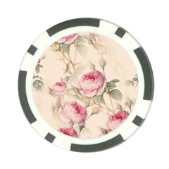 Roses Plants Vintage Retro Flowers Pattern Poker Chip Card Guard by Wegoenart