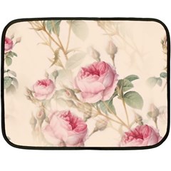 Roses Plants Vintage Retro Flowers Pattern Double Sided Fleece Blanket (mini)  by Wegoenart