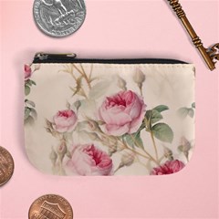 Roses Plants Vintage Retro Flowers Pattern Mini Coin Purse by Wegoenart