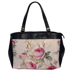 Roses Plants Vintage Retro Flowers Pattern Oversize Office Handbag by Wegoenart