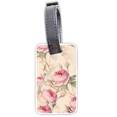 Roses Plants Vintage Retro Flowers Pattern Luggage Tag (one Side) by Wegoenart