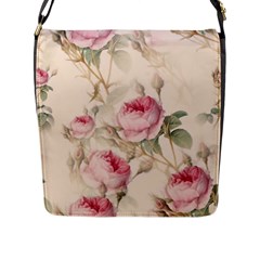 Roses Plants Vintage Retro Flowers Pattern Flap Closure Messenger Bag (l) by Wegoenart