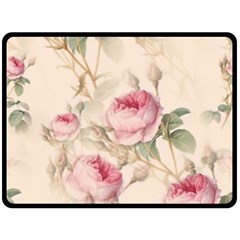 Roses Plants Vintage Retro Flowers Pattern Double Sided Fleece Blanket (large)  by Wegoenart