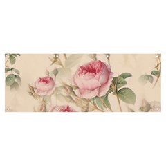 Roses Plants Vintage Retro Flowers Pattern Banner And Sign 8  X 3  by Wegoenart