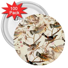 Birds Perched Birds Pattern Design Seamless 3  Buttons (100 Pack)  by Wegoenart