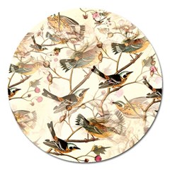 Birds Perched Birds Pattern Design Seamless Magnet 5  (round) by Wegoenart