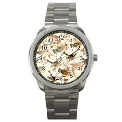 Birds Perched Birds Pattern Design Seamless Sport Metal Watch by Wegoenart