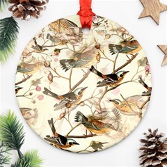 Birds Perched Birds Pattern Design Seamless Round Ornament (two Sides) by Wegoenart