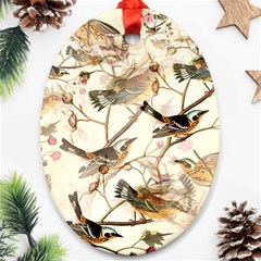 Birds Perched Birds Pattern Design Seamless Oval Ornament (two Sides) by Wegoenart