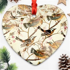 Birds Perched Birds Pattern Design Seamless Heart Ornament (two Sides)