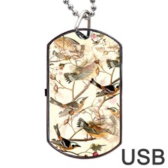 Birds Perched Birds Pattern Design Seamless Dog Tag Usb Flash (one Side) by Wegoenart