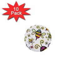 Bee Doodle Cartoon 1  Mini Buttons (10 Pack)  by Wegoenart