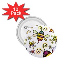 Bee Doodle Cartoon 1 75  Buttons (10 Pack) by Wegoenart