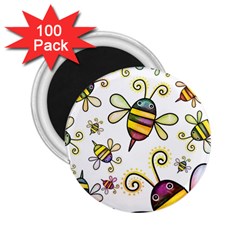 Bee Doodle Cartoon 2 25  Magnets (100 Pack)  by Wegoenart