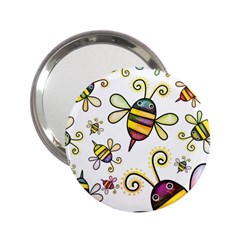 Bee Doodle Cartoon 2 25  Handbag Mirrors by Wegoenart