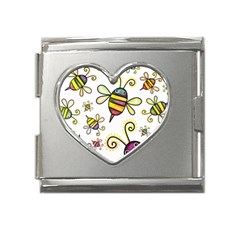 Bee Doodle Cartoon Mega Link Heart Italian Charm (18mm) by Wegoenart