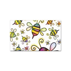 Bee Doodle Cartoon Sticker Rectangular (10 Pack)