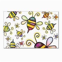 Bee Doodle Cartoon Postcard 4 x 6  (pkg Of 10) by Wegoenart