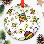 Bee Doodle Cartoon Round Ornament (Two Sides) Front