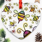 Bee Doodle Cartoon Heart Ornament (Two Sides) Front