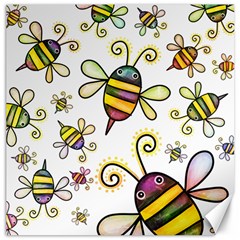 Bee Doodle Cartoon Canvas 16  X 16  by Wegoenart