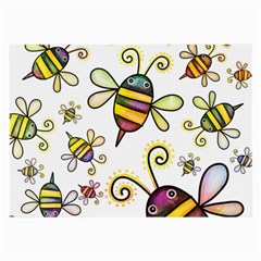 Bee Doodle Cartoon Large Glasses Cloth by Wegoenart