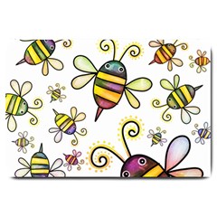 Bee Doodle Cartoon Large Doormat by Wegoenart