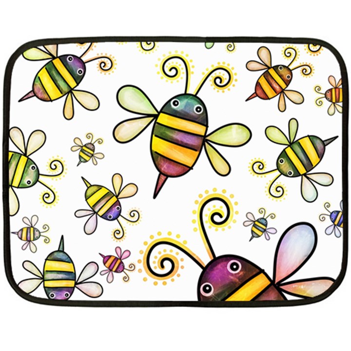 Bee Doodle Cartoon Fleece Blanket (Mini)