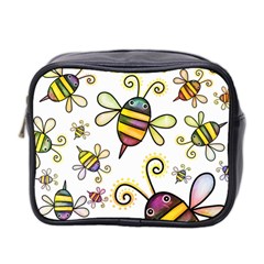 Bee Doodle Cartoon Mini Toiletries Bag (two Sides) by Wegoenart