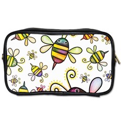 Bee Doodle Cartoon Toiletries Bag (two Sides) by Wegoenart