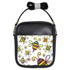 Bee Doodle Cartoon Girls Sling Bag by Wegoenart