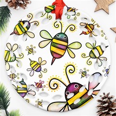 Bee Doodle Cartoon Ornament (round Filigree) by Wegoenart