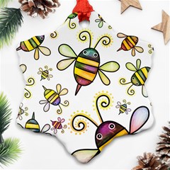 Bee Doodle Cartoon Ornament (snowflake)