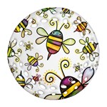 Bee Doodle Cartoon Round Filigree Ornament (Two Sides) Front