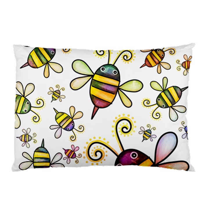 Bee Doodle Cartoon Pillow Case (Two Sides)