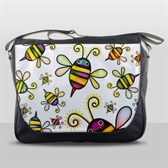 Bee Doodle Cartoon Messenger Bag by Wegoenart