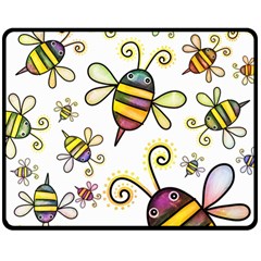 Bee Doodle Cartoon Double Sided Fleece Blanket (medium)  by Wegoenart