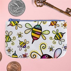 Bee Doodle Cartoon Large Coin Purse by Wegoenart