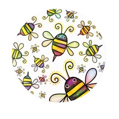 Bee Doodle Cartoon Mini Round Pill Box (pack Of 5) by Wegoenart