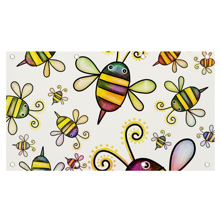 Bee Doodle Cartoon Banner and Sign 7  x 4 