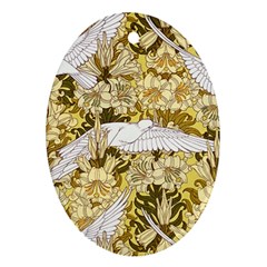 Dove Flowers Pattern Birds Flying Wings Animals Ornament (oval)