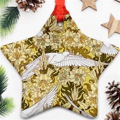 Dove Flowers Pattern Birds Flying Wings Animals Ornament (star)