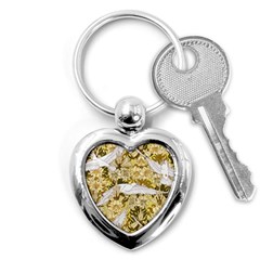 Dove Flowers Pattern Birds Flying Wings Animals Key Chain (heart) by Wegoenart