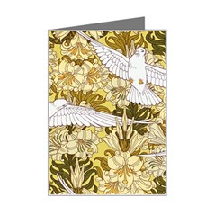 Dove Flowers Pattern Birds Flying Wings Animals Mini Greeting Card by Wegoenart