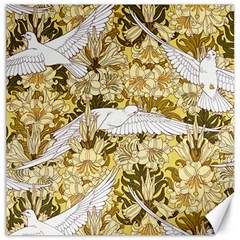 Dove Flowers Pattern Birds Flying Wings Animals Canvas 16  X 16  by Wegoenart